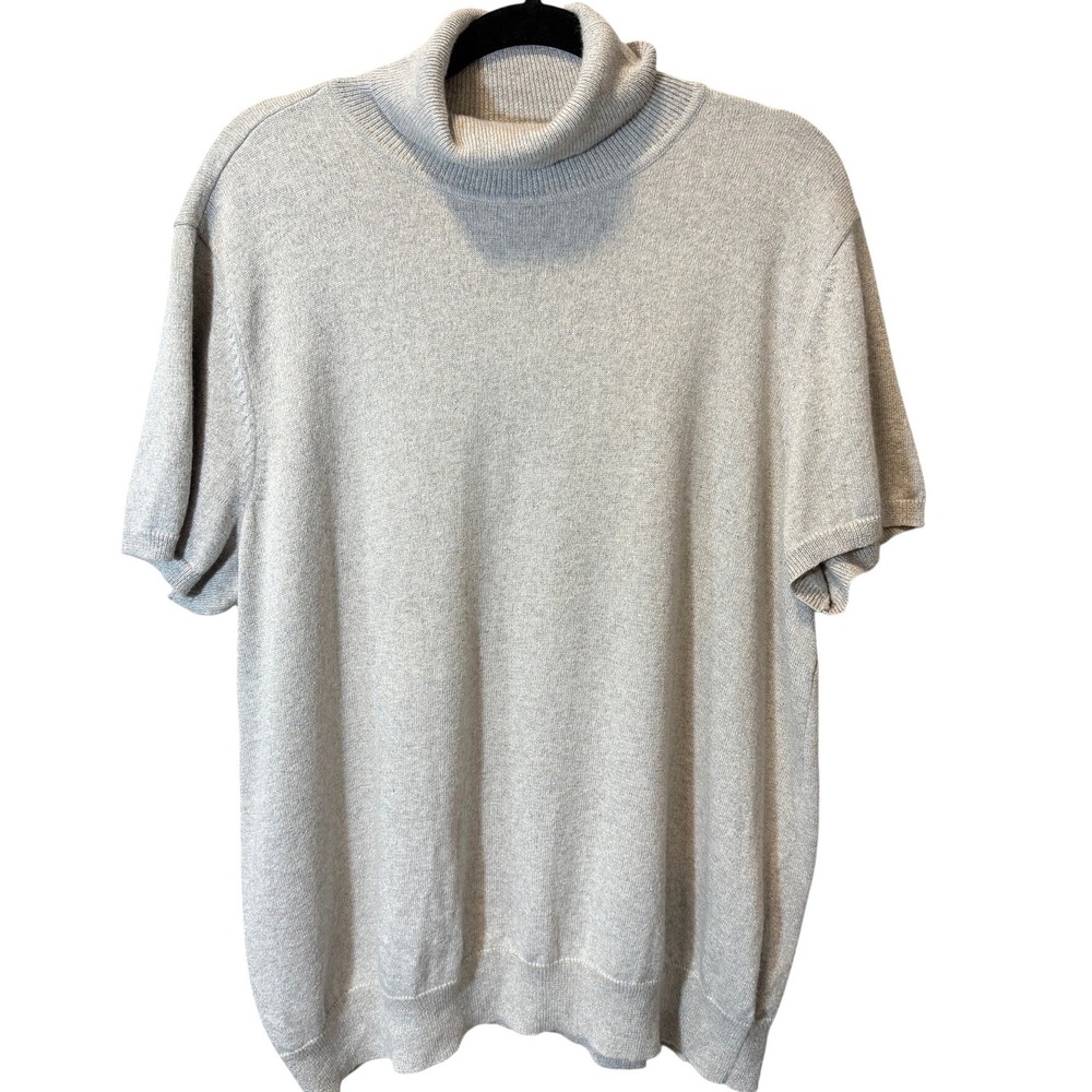 Lauren Ralph Lauren Silver Sparkle Short Sleeve Turtleneck Sweater Size 3X